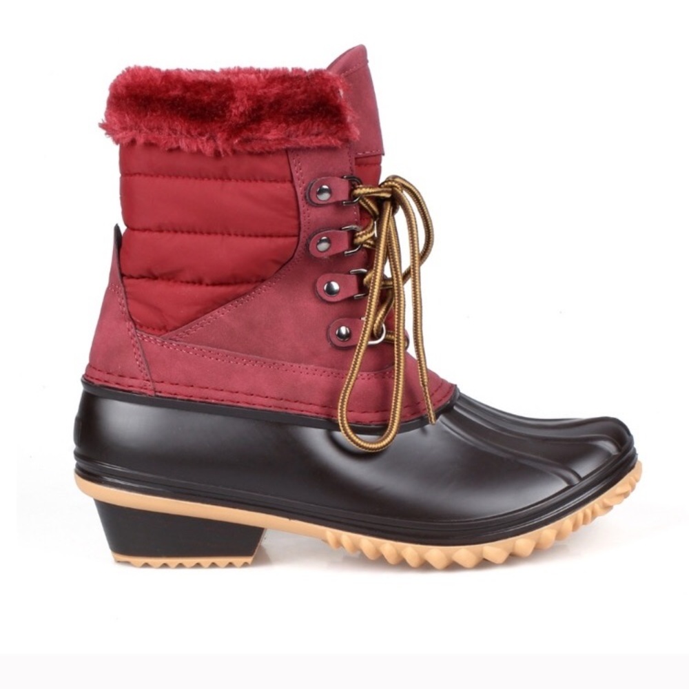 Red duck boots size 9